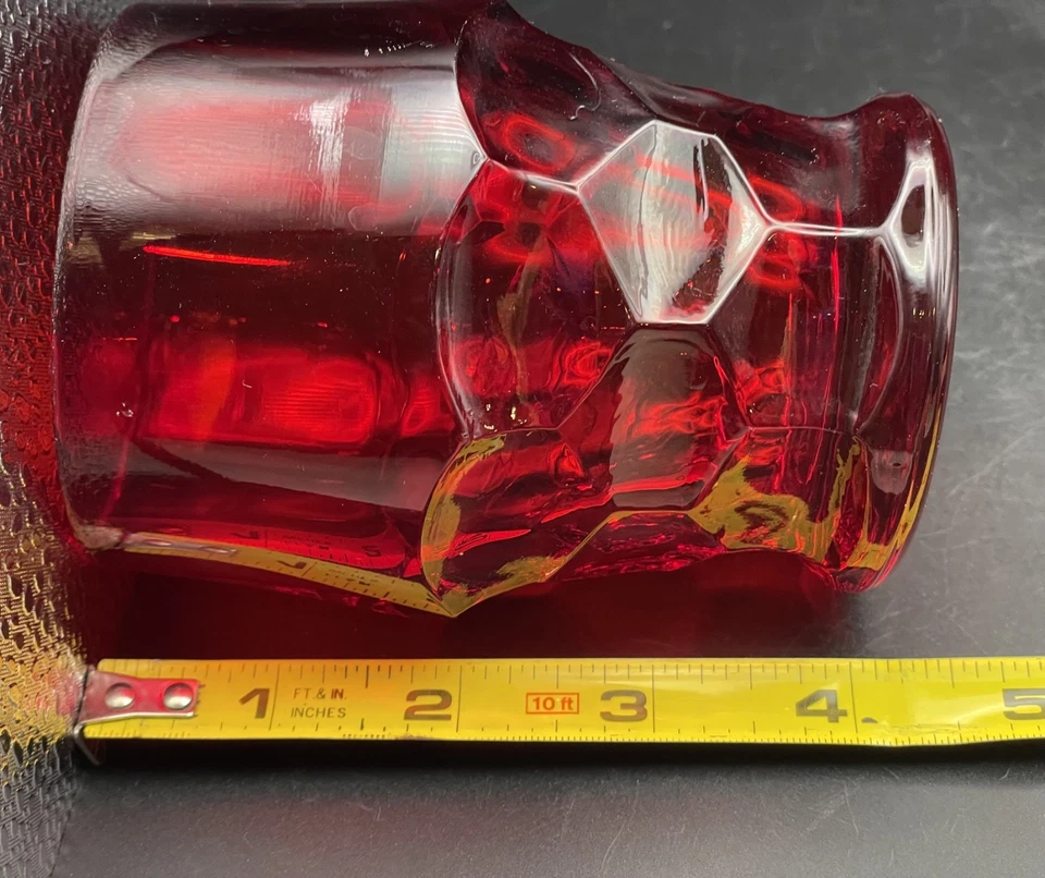 Single Viking Anchor Hocking Ruby Red Georgian Honeycomb Tumbler  Glass 4.5" - Image 4 of 4