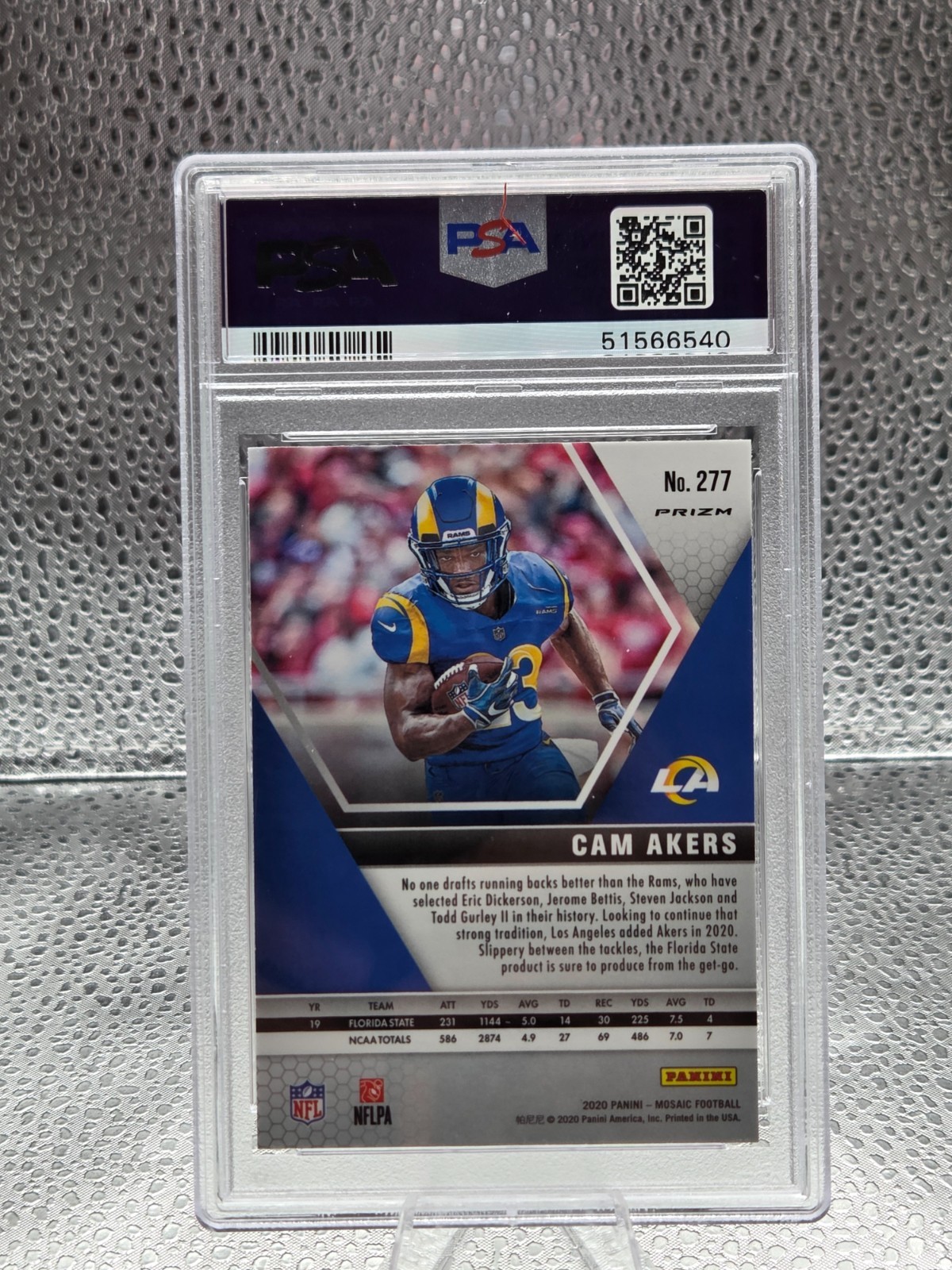 2020 Mosaic RED REFRACTOR ~ CAM AKERS Rookie RC Football Card PSA 10 GEM MINT view 2