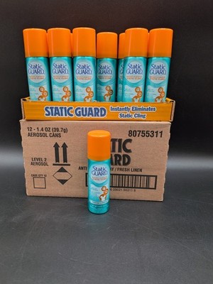 Static Guard Fabric Spray, Fresh Linen Scent, 1.4 Oz Travel Size (Pack of 12)