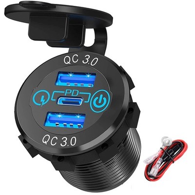 Auto USB Ladebuchse 60W Metall Dual QC3.0 PD Schnellladen 12V 24V