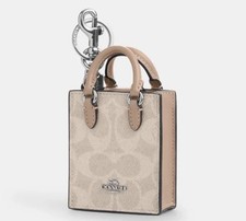 NWT Coach Mini Tote Bag Charm In Signature Canvas CX069