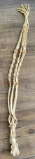 VTG Boho Macrame Hanging Plant Hanger Holder Wood Beads 26" Long