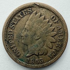 1863 Indian Head Cent Nice Details Damage Copper Nickel U.S. Coin