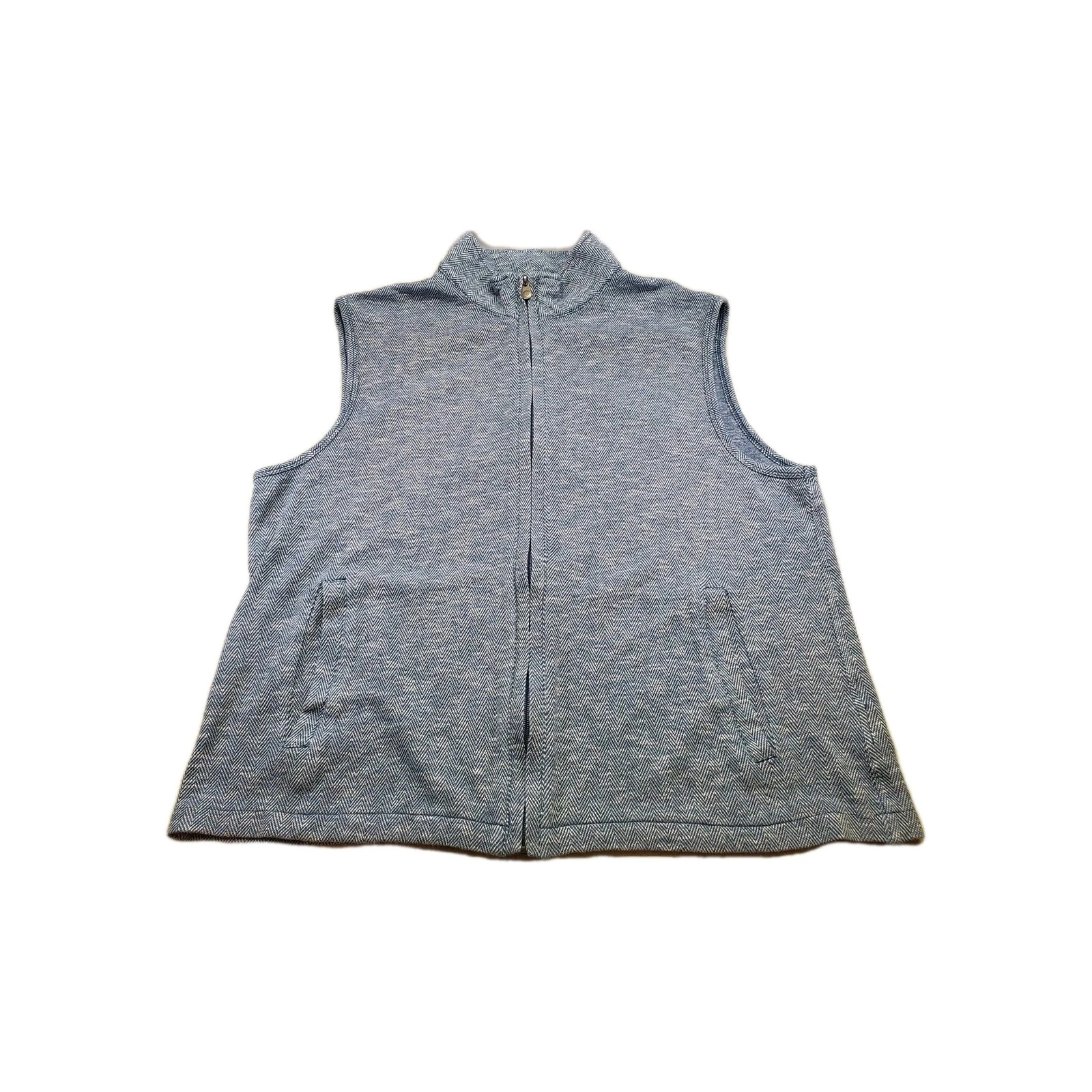JOS A BANK Vest Mens Full Zip Tailored Fit Blue Herringbone Cotton RESERVE Sz XL