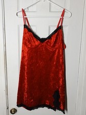 Cinema Etoile Slip Dress Lingerie Womens L Red Velvet Night Gown Sleeveless C1