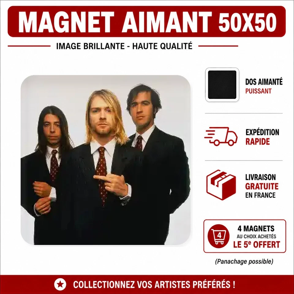 Magnet Nirvana 5x5 cm Aimant frigo Fridge magnet - Photo 1/4