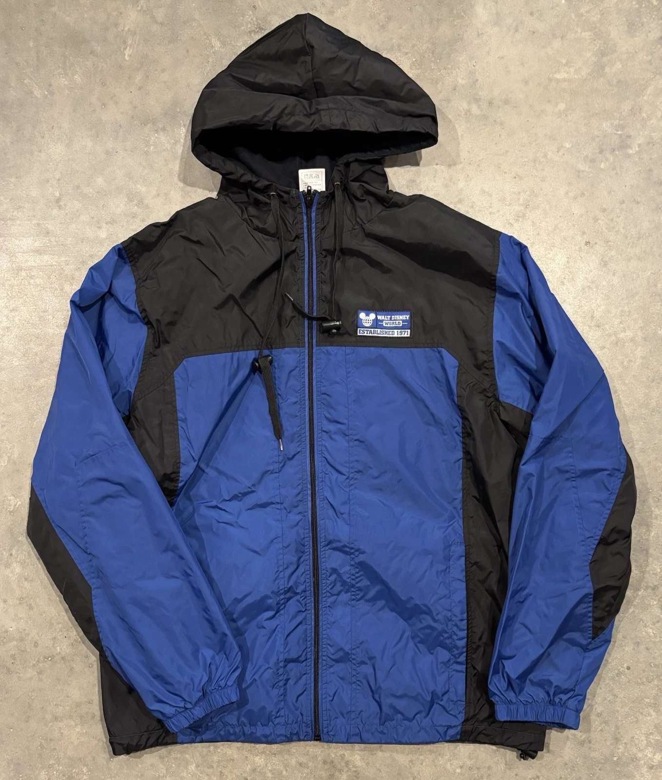 Walt Disney World Windbreaker Jacket Men Large Blue Black Colorblock Zip