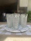 Vintage Anchor Hocking Diamond Quilted Clear Glass Tumblers 5 3/4" Set of 8 EUC
