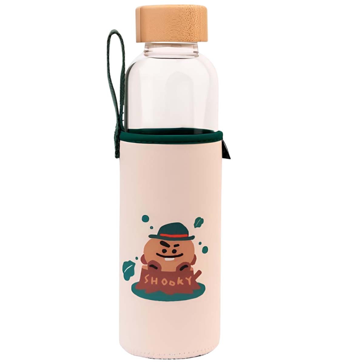 Gourde en verre BT21 SHOOKY bouteille réutilisable 500ml avec housse Line Friends