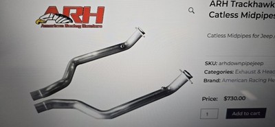 American Racing Headers  Mid Pipes Trackhawk / Durango 6.2 / 6.4