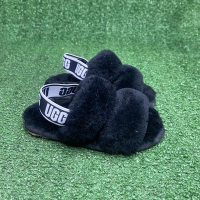 UGG Fluff Yeah Slide Slippers Black Size 7 Child Free Ship