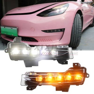 LED Daytime Running Light DRL for Tesla Model 3 17-23 Fog Turn with Signal Lamp