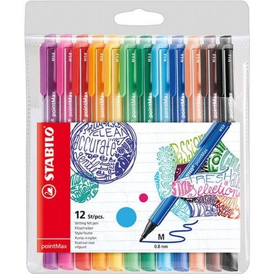 Fineliner - STABILO pointMax - Pack of 12 - Assorted Colours Pack of 12 Assorted