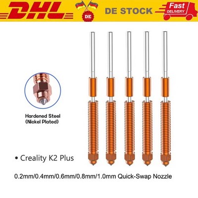 0.2mm-1.0mm Quick-Swap Hardened Steel Nozzles For Creality K2 Plus 3D Printer DE