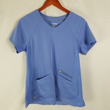 Healing Hands HH360 Blue V Neck Scrub Top Womens Size S Nurse Medical Top