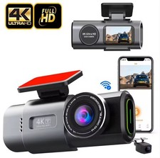 Ultra 4K Dash Cam with Rear Camera, Night Vision, Motion Detection, and Wi-Fi