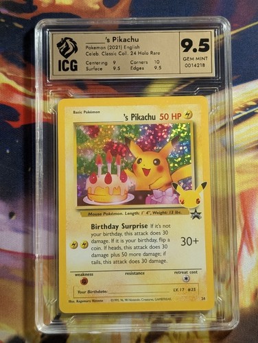 ICG 9.5 Birthday Pikachu 24 Holo 2021 Classic Collection Celebrations Pokemon