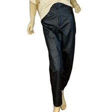 WOMEN'S VINTAGE CIRCA 1990'S BLACK UNBRANDED LEATHER PANTS 11/12/L 