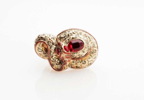 Vintage Versace Gold Schlangenring mit Kristallen Größe 8 - Bild 3 von 6