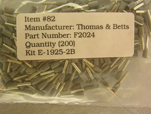 200 Thomas & Betts F2024 Sta-Kon Insulated Ferrules 18AWG Grey