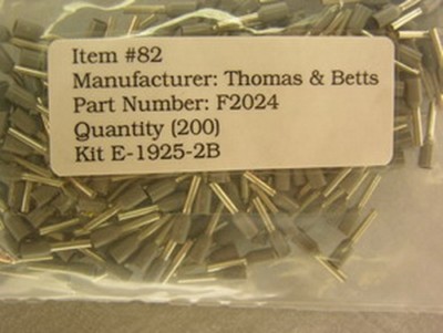200 Thomas & Betts F2024 Sta-Kon Insulated Ferrules 18AWG Grey