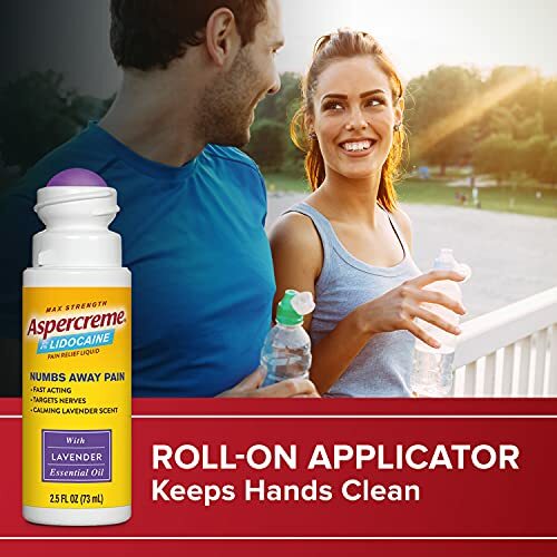 Aspercreme Essential Oils Lidocaine Pain Relief With Lavender Roll-On , 2.5 oz.