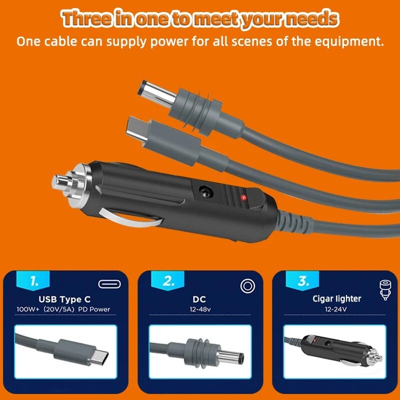 3 in 1 Starlink Mini cable 10 ft for Power Cable Car Charger/Type-C/DCExtension - Image 4 of 4