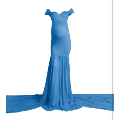 Iwemek Maternity Dress Mermaid Off Shoulder Slim Fit Chiffon Gown Sky Blue New | eBay Iwemek Maternity Dress Mermaid Off Shoulder Slim Fit Chiffon Gown Sky Blue New | eBay