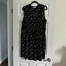 Size 1X Penningtons Sleeveless Black Floral Dress