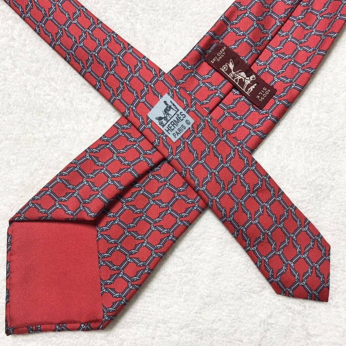 小物 HERMES HERMES Neck tie Silk Red Logo japan seller N1114 48 business