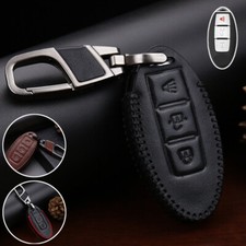 Funda Carcasa Llavero Inteligente Coche Cuero Genuino Para Nissan Tiida 370Z Rogue X-Trail