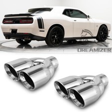 2x For Dodge Challenger 2.5" Inlet 3.5" Outlet 9.5" Long Dual Exhaust Tip Chrome