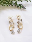 Vintage Costume Jewelry Earrings Silver Gold Two Tone Wire Parrot Bird Drop