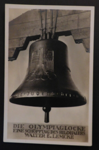 Cartolina nuova di zecca 1936 Berlino Germania campana olimpica immagine reale PQ Walter Lemcke - Foto 1 di 2