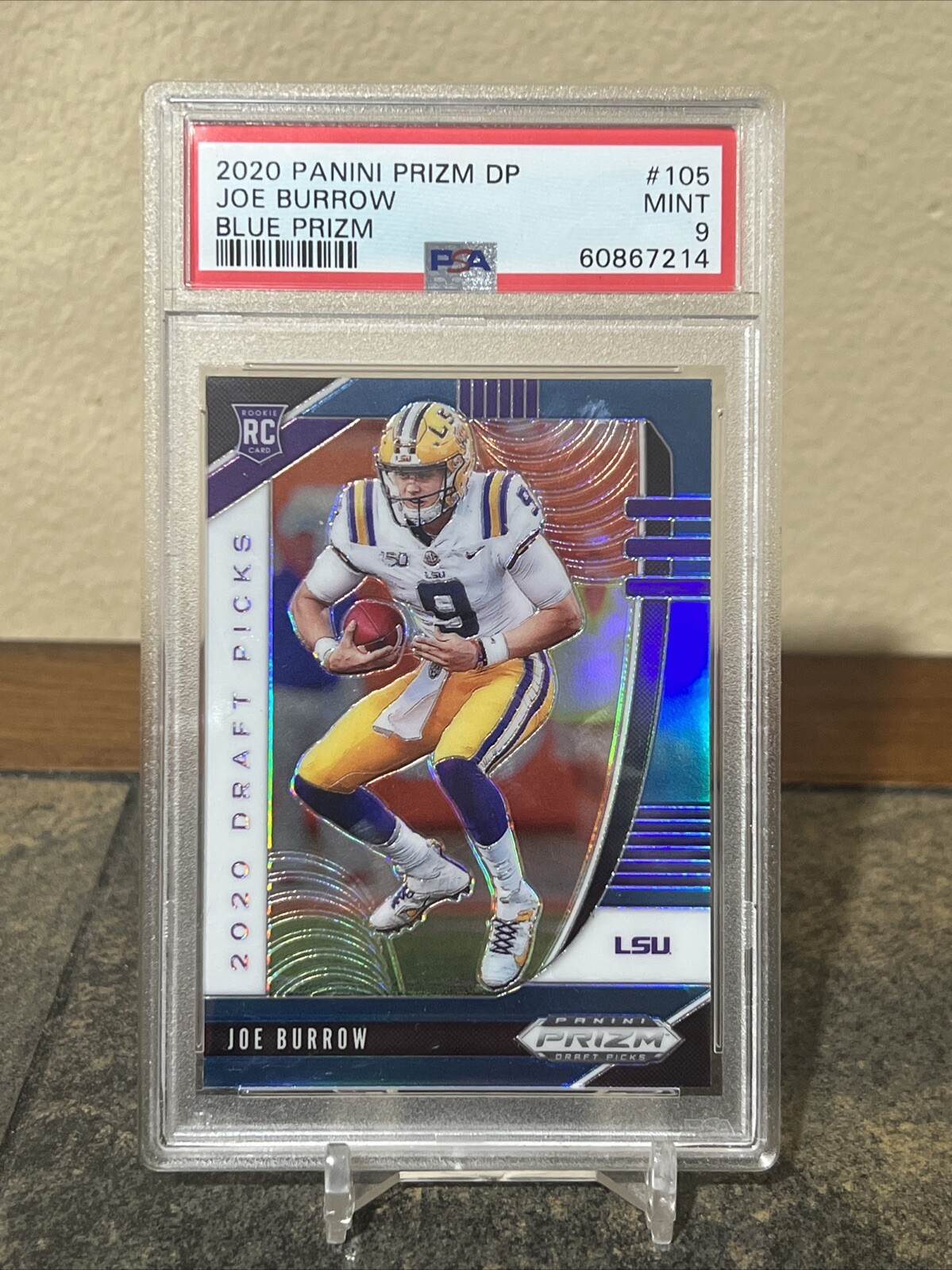 Joe Burrow 2020 Panini Prizm Draft BLUE PRIZM ROOKIE CARD PSA 9 GEM #105
