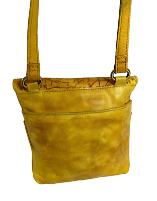 Genuine PATRICIA NASH yellow map print leather flap 