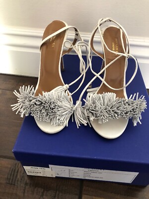 Aquazurra Wild Thing Leather Fringe Heels - Orig $785
