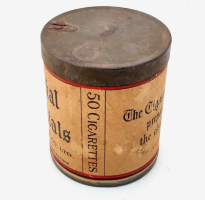 1930s Vintage Imperial Special Cigarette Advertising Tin Box Round London  CG128