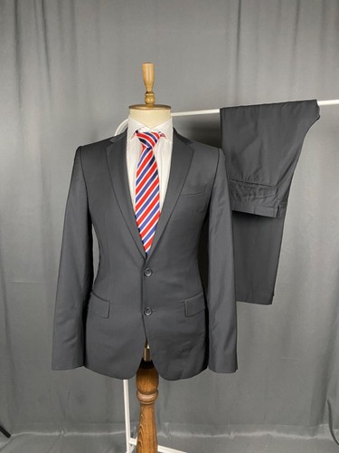 Hugo Boss Men's Slim Black Wool 2 Piece Suit Size 90 (50) - Picture 4 of 16