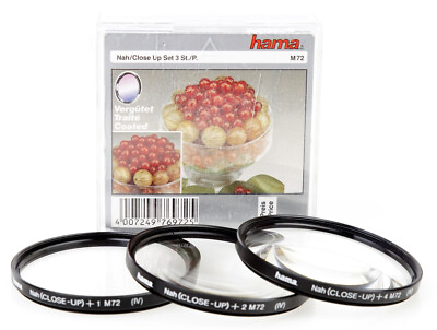 HAMA NAHLINSE +1 +2 +4 (Close-Up) Vorsatzlinse 72mm M72 Schraubfassung (F381