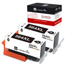 2 pk Generic 564XL Black Ink For HP OfficeJet 4620 4622 Deskjet 3070a 3520 3522 