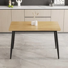Modern Dining Table Wood Table Kitchen Table with Metal Leg For 4-6 Person
