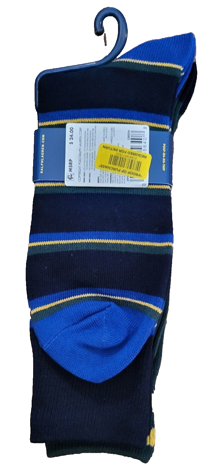 PONY Polo Ralph Lauren Calzini Uomo Scarpa Taglia 10 13 College Bear & StripeCrew 2Pk #62