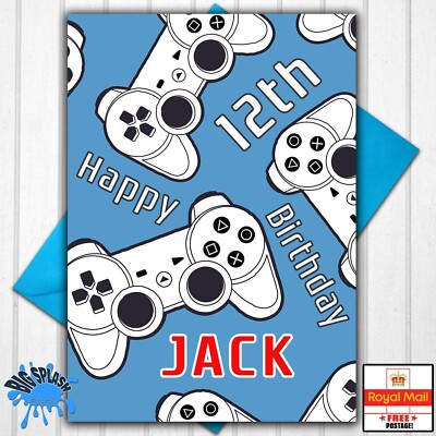 Personalisierte Geburtstagskarte Gamer Playstation beliebiger Name oder Verwandter jedes Alter