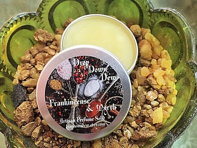 Frankincense & Myrrh Perfume Solid, Perfume Balm, Aromatherapy, Essential Oils