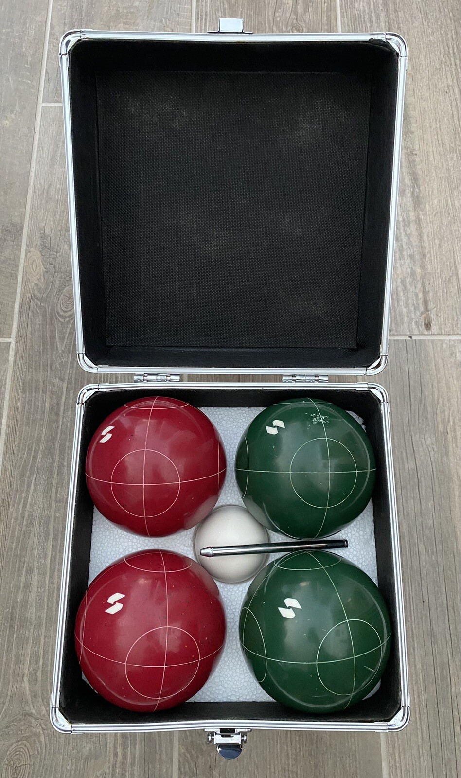 SPORTCRAFT Bocce Ball Set w/Pallino Ball, Locking Metal Case, Carry Bag