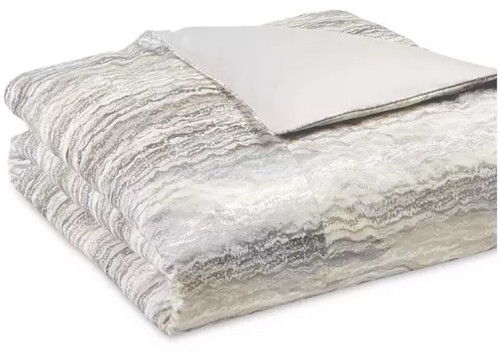 Hudson Park Collection Marble Wave KING Duvet Cover Taupe New - Picture 2 of 9