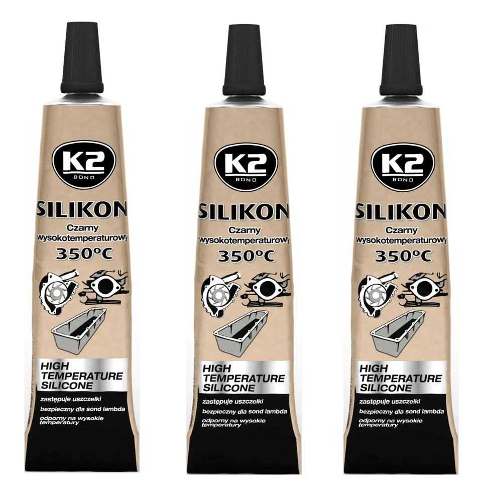 3 x Hochtemperaturbeständige Dichtmasse bis 350°C SILIKON SCHWARZ 21G