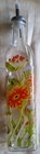 GLASS OIL & VINEGAR CRUET/BOTTLE (size 16.9 oz) CLEAR W/ SUNFLOWERS DESIGN PRINT