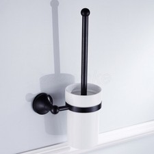 Oil Rubbed Bronze Wall Mount Bathroom Toilet Brushes Holders with Ceramic Cup